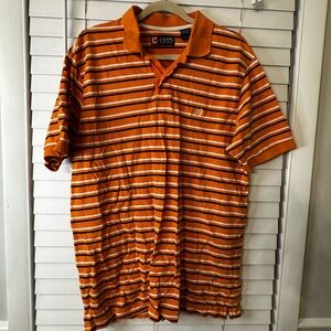 Chaps Orange and White Striped Polo Shirt